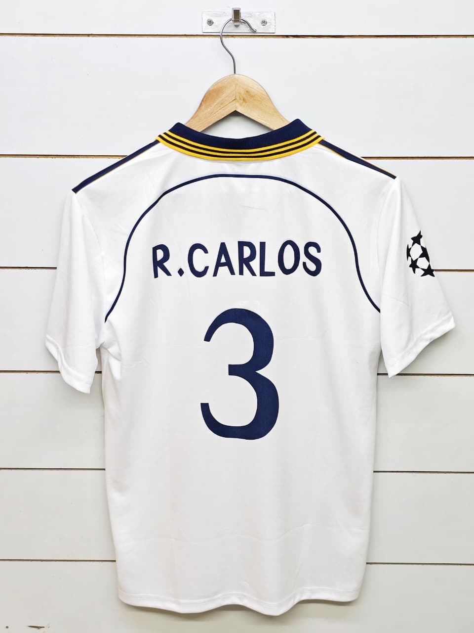 REAL MADRID RETRO 1998-99 HOME R.CARLOS with COLLAR (EMBROIDERY LOGOS)