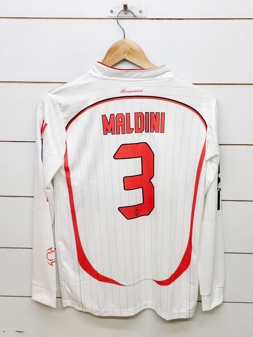 AC MILAN RETRO 2006-07 AWAY MALDINI FULL SLEEVE (EMBROIDERY LOGOS)