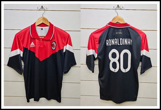 AC MILAN BLACK & RED RONALDINHO with COLLAR 5 SLEEVE (EMBROIDERY LOGOS)