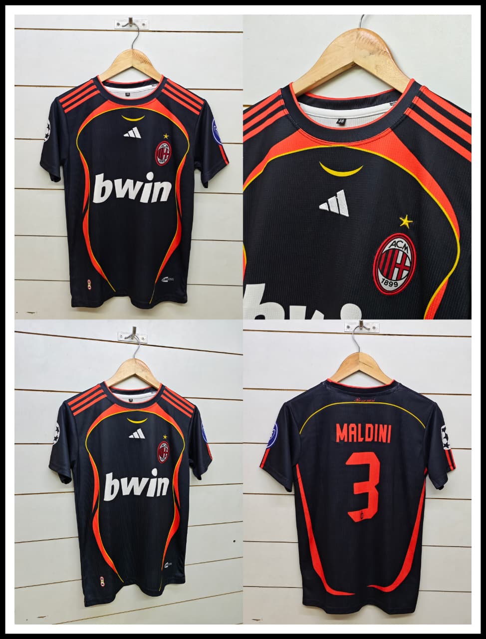 AC MILAN RETRO 2006-07 THIRD MALDINI (EMBROIDERY LOGOS)