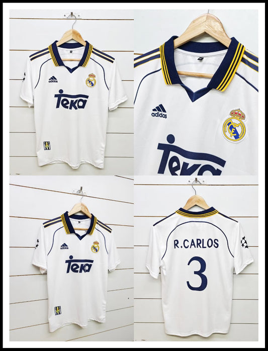 REAL MADRID RETRO 1998-99 HOME R.CARLOS with COLLAR (EMBROIDERY LOGOS)