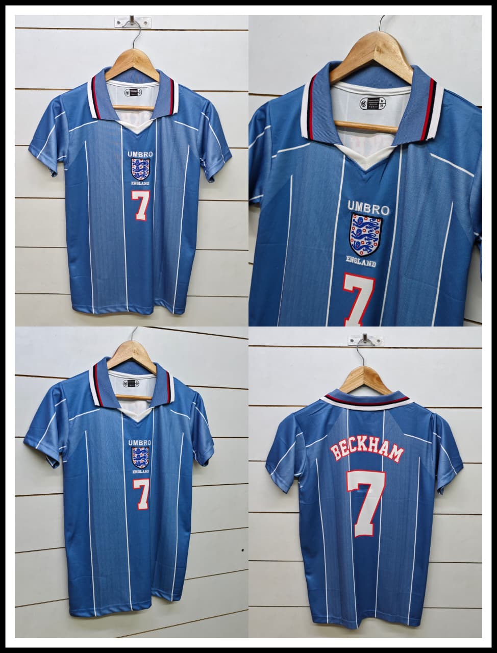 ENGLAND RETRO 1996 AWAY BECKHAM with COLLAR (EMBROIDERY LOGOS)