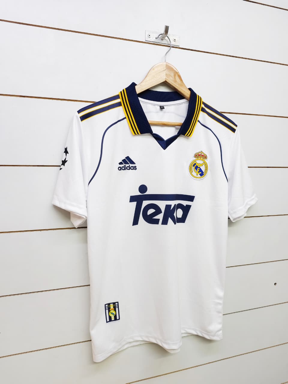 REAL MADRID RETRO 1998-99 HOME R.CARLOS with COLLAR (EMBROIDERY LOGOS)