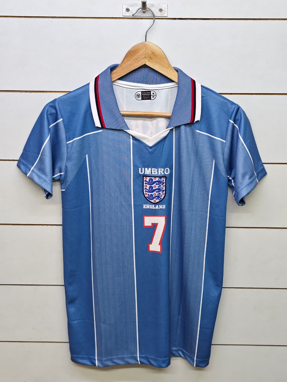 ENGLAND RETRO 1996 AWAY BECKHAM with COLLAR (EMBROIDERY LOGOS)