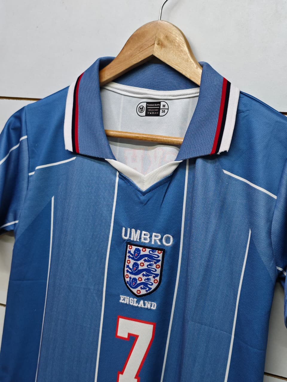 ENGLAND RETRO 1996 AWAY BECKHAM with COLLAR (EMBROIDERY LOGOS)