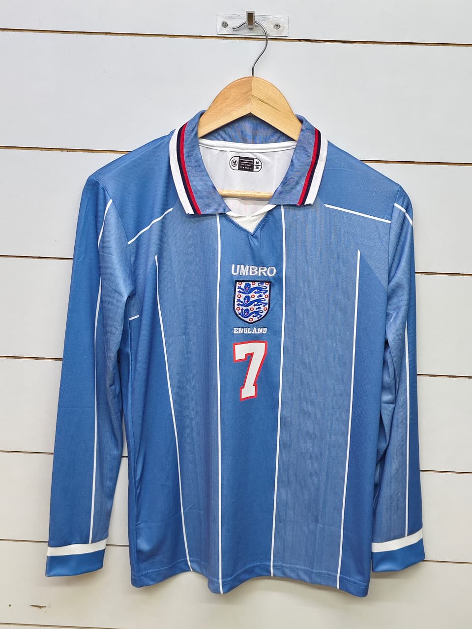 ENGLAND RETRO 1996 AWAY BECKHAM with COLLAR FULL SLEEVE (EMBROIDERY LOGOS)