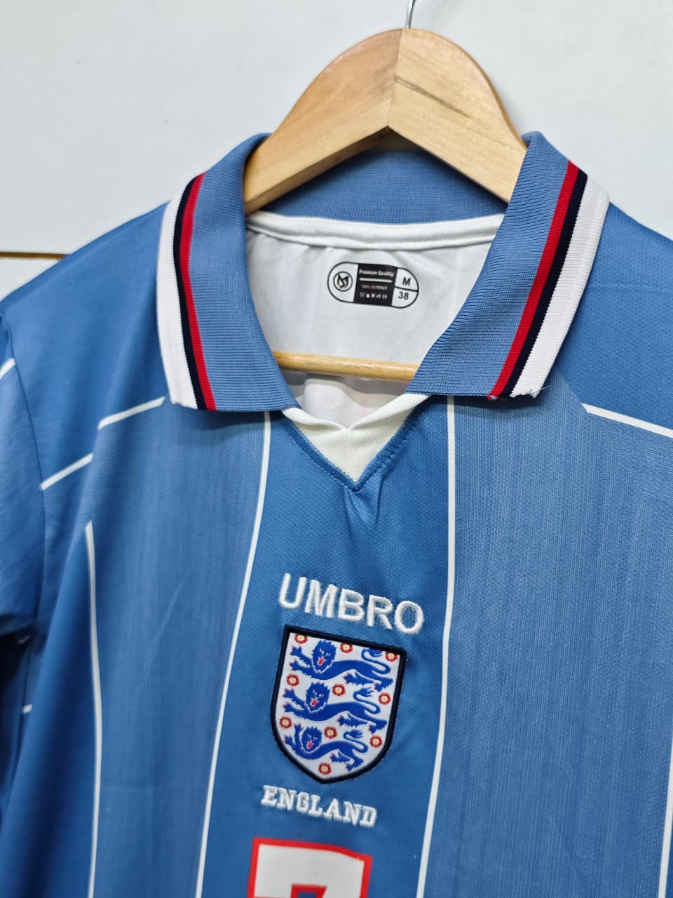 ENGLAND RETRO 1996 AWAY BECKHAM with COLLAR FULL SLEEVE (EMBROIDERY LOGOS)