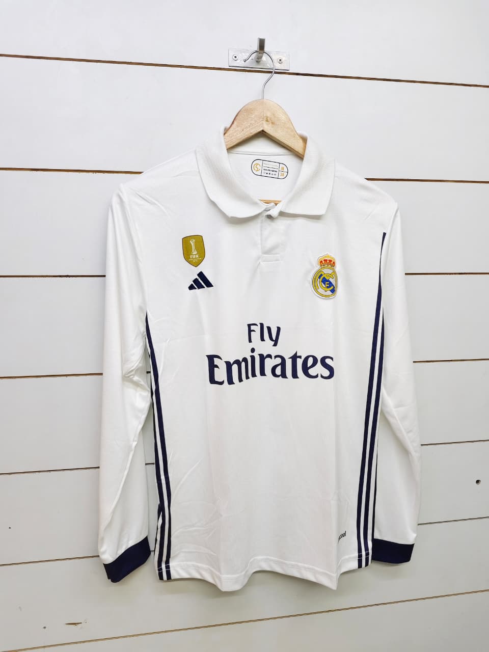 REAL MADRID RETRO 2016-17 HOME RONALDO with COLLAR FULL SLEEVE (EMBROIDERY LOGOS)