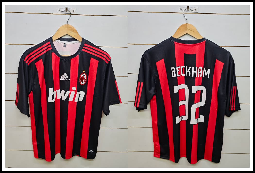 AC MILAN RETRO 2008-09 HOME BECKHAM 5 SLEEVE (EMBROIDERY LOGOS)