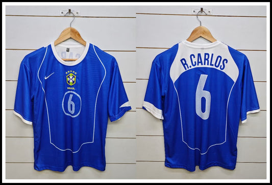 BRAZIL RETRO 2004 AWAY R.CARLOS 5 SLEEVE (EMBROIDERY LOGOS)