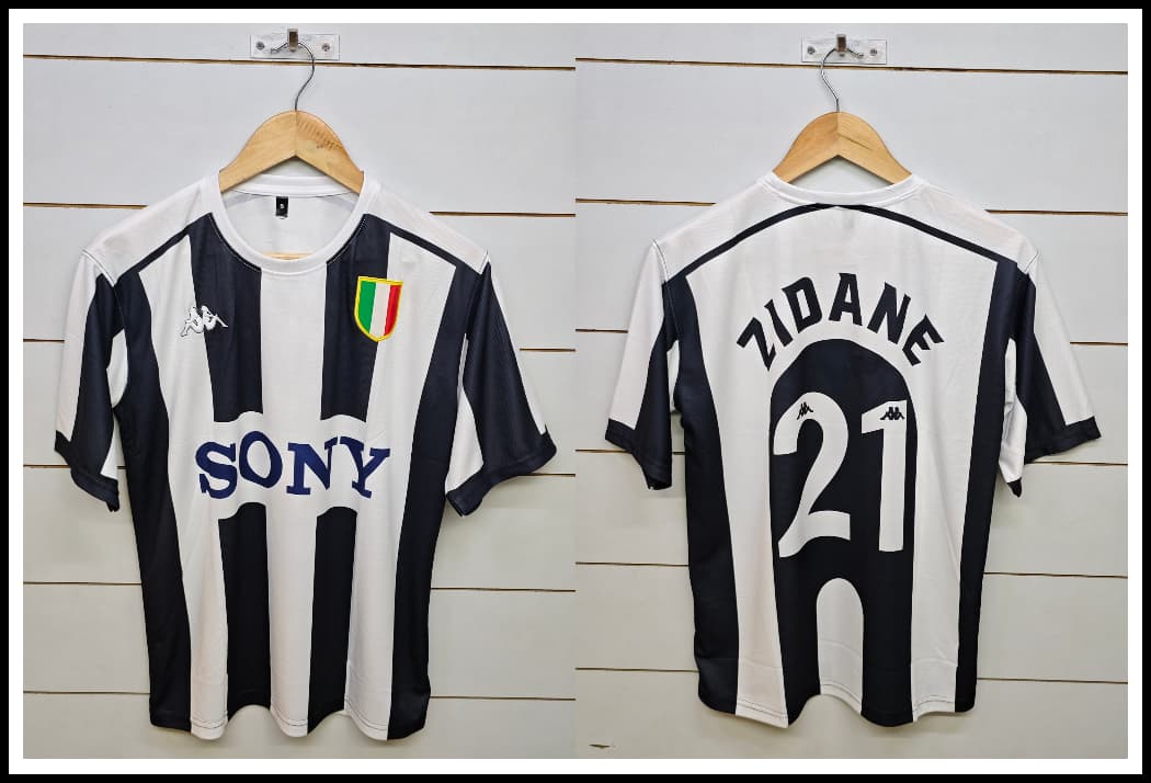 JUVENTUS RETRO 1997-98 HOME ZIDANE 5 SLEEVE (EMBROIDERY LOGOS)