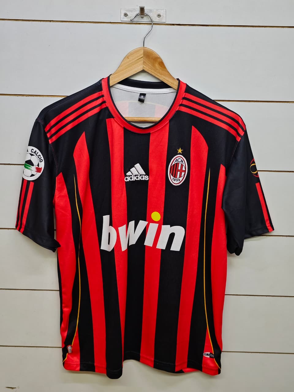 AC MILAN RETRO 2006-07 HOME MALDINI 5 SLEEVE (EMBROIDERY LOGOS)