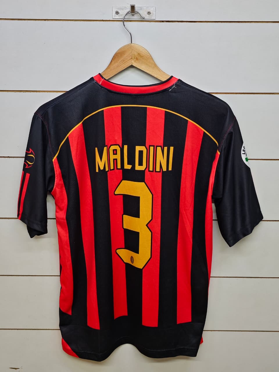 AC MILAN RETRO 2006-07 HOME MALDINI 5 SLEEVE (EMBROIDERY LOGOS)