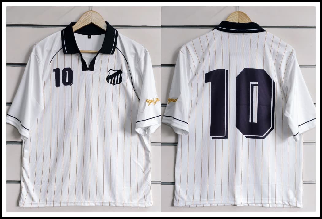 SANTOS WHITE with COLLAR 5 SLEEVE (EMBROIDERY LOGOS)